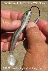 Push Hook Point Through Swimbait Nose 